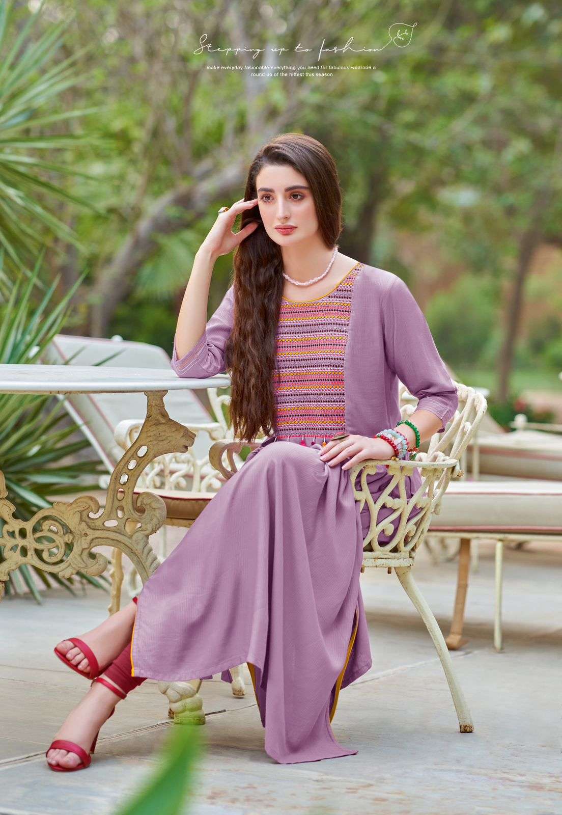 MULLBERRY HEAVY RAYON EMBROIDERY AND HANDWORK &LONG KURTI BY MITTOO BRAND 1002 C